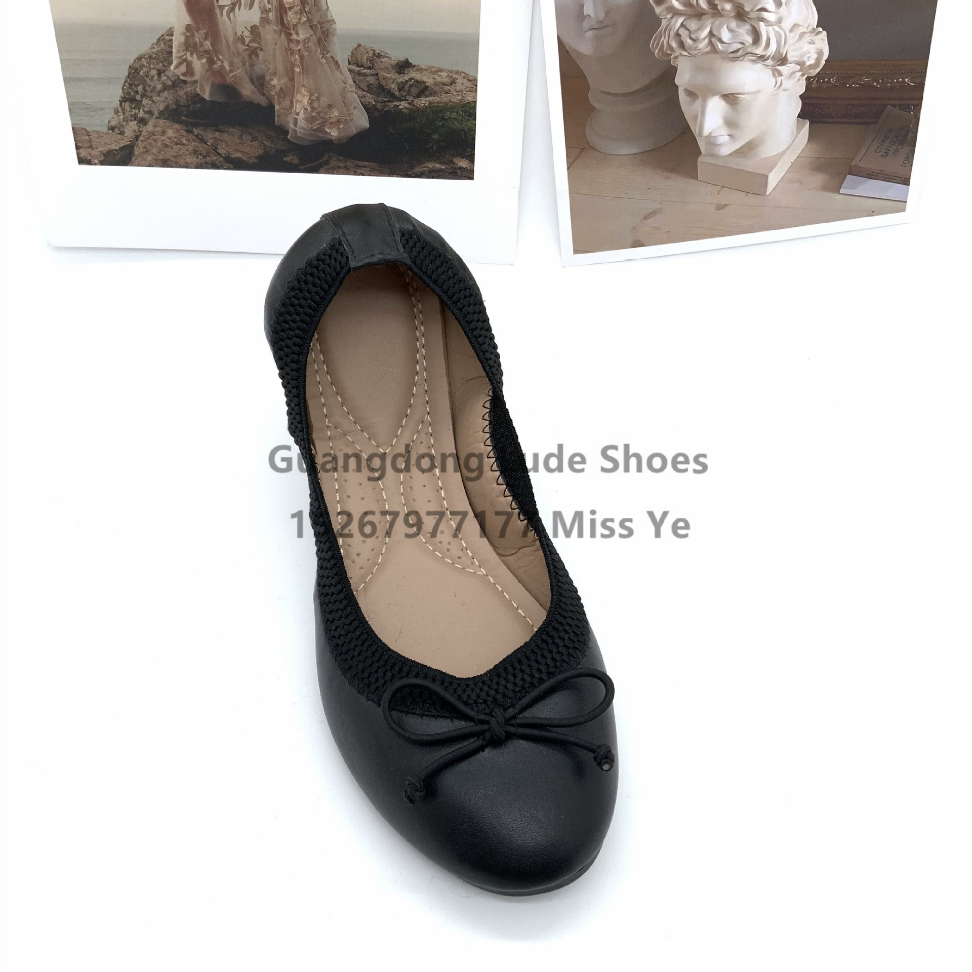 Spring New Women's Single Shoes Flat Leisure Comfortable All Bow Elastic Guangzhou Women's Shoes Craft Single Shoes Women