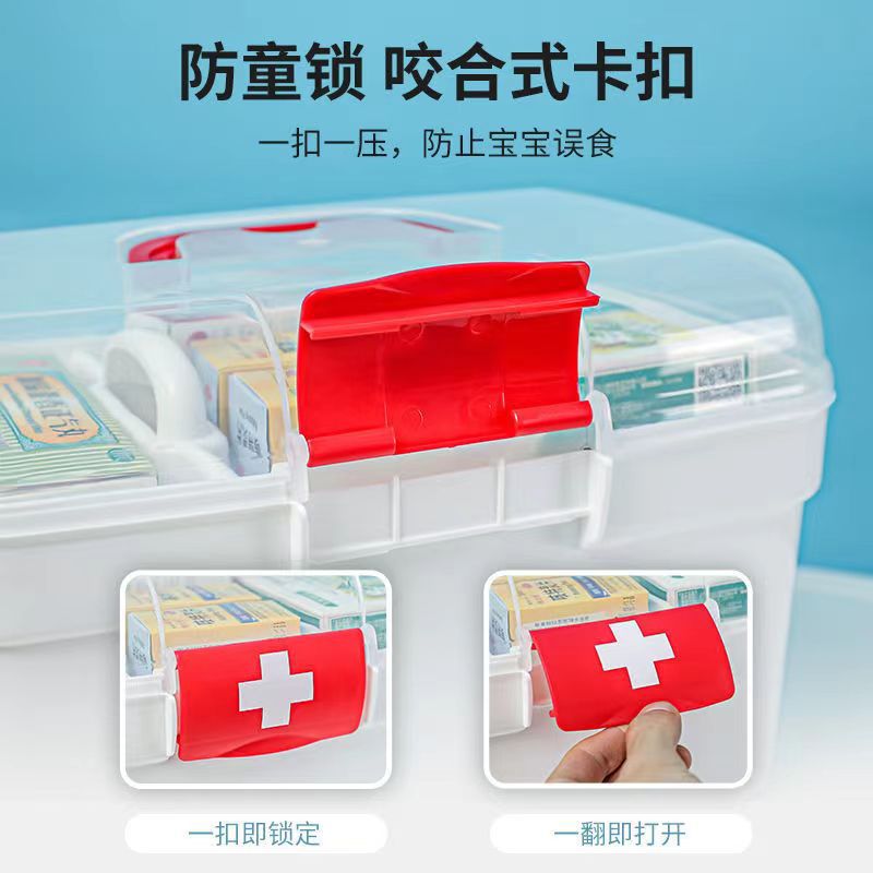 Medical Kit Household Double Plastic Storage Box Portable First Aid Medicine Kit Children's Medical Kit Medicine Organizer Box Application Scenario