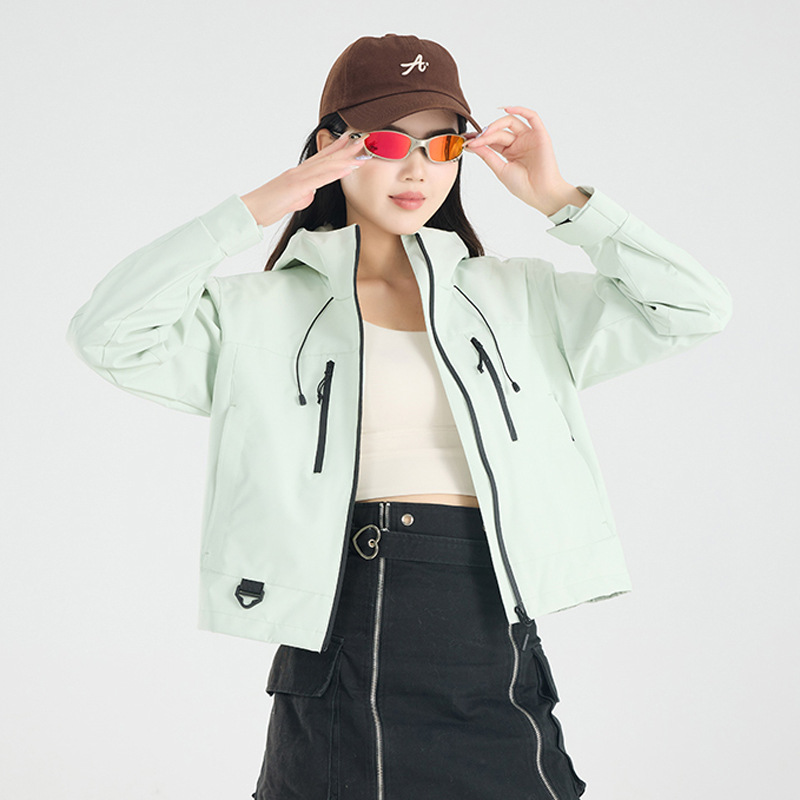 春季短款外套女士新款超好看连帽休闲夹克户外登山防风上衣2025潮