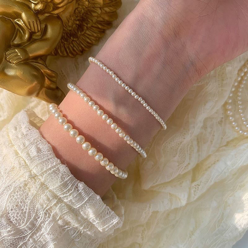 Zhengyuan shijia brillante perla pulsera mujer muy fina y simple francés estilo retro moda dulce temperamento nicho accesorios