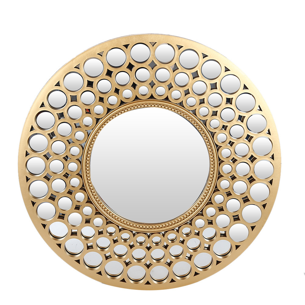 新款复古华丽圆形浴室镜高大气壁挂装饰免打孔美式创意镜子