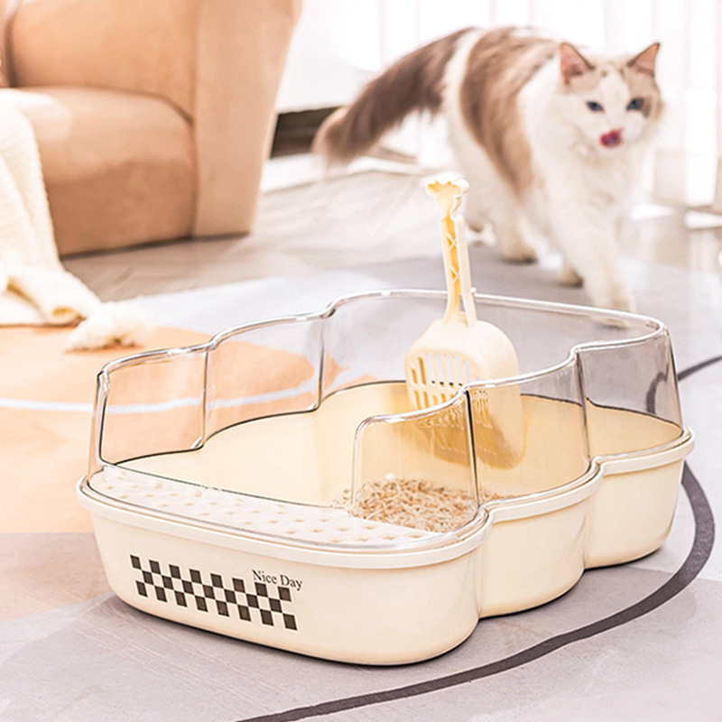 Semi-enclosed high-railing cat litter box to prevent splashing, footrel cat toilet, leaky litter box, oversized cat litter box wholesale details Picture