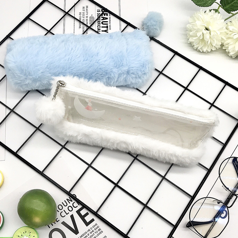 Factory direct supply of plush fabric zipper bags, canvas pen cases, student stationery storage pencil cases, stationery boxes, pen cases Specification image