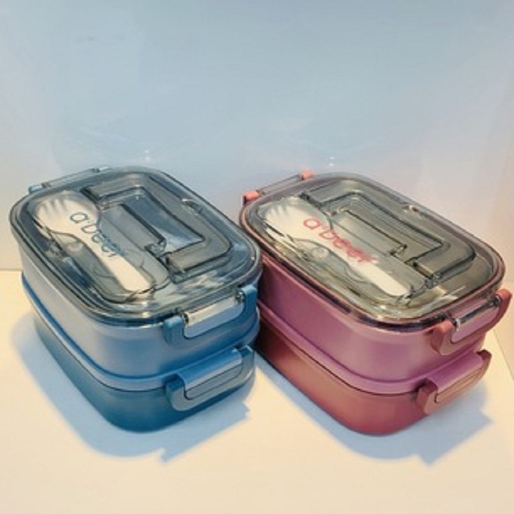 Caja de almuerzo con asas de moda para trabajadores de oficina para hombres y mujeres para estudiantes caja de bento multicapa combinación de microondas calentador de comida puede logotipo Specification image