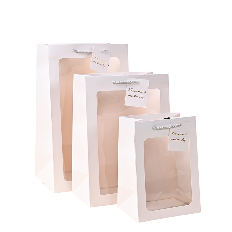 Transparent windowed handbag, Teachers' Day flower packaging gift bag, souvenir gift box packaging paper bag, doll gift bag Item Picture