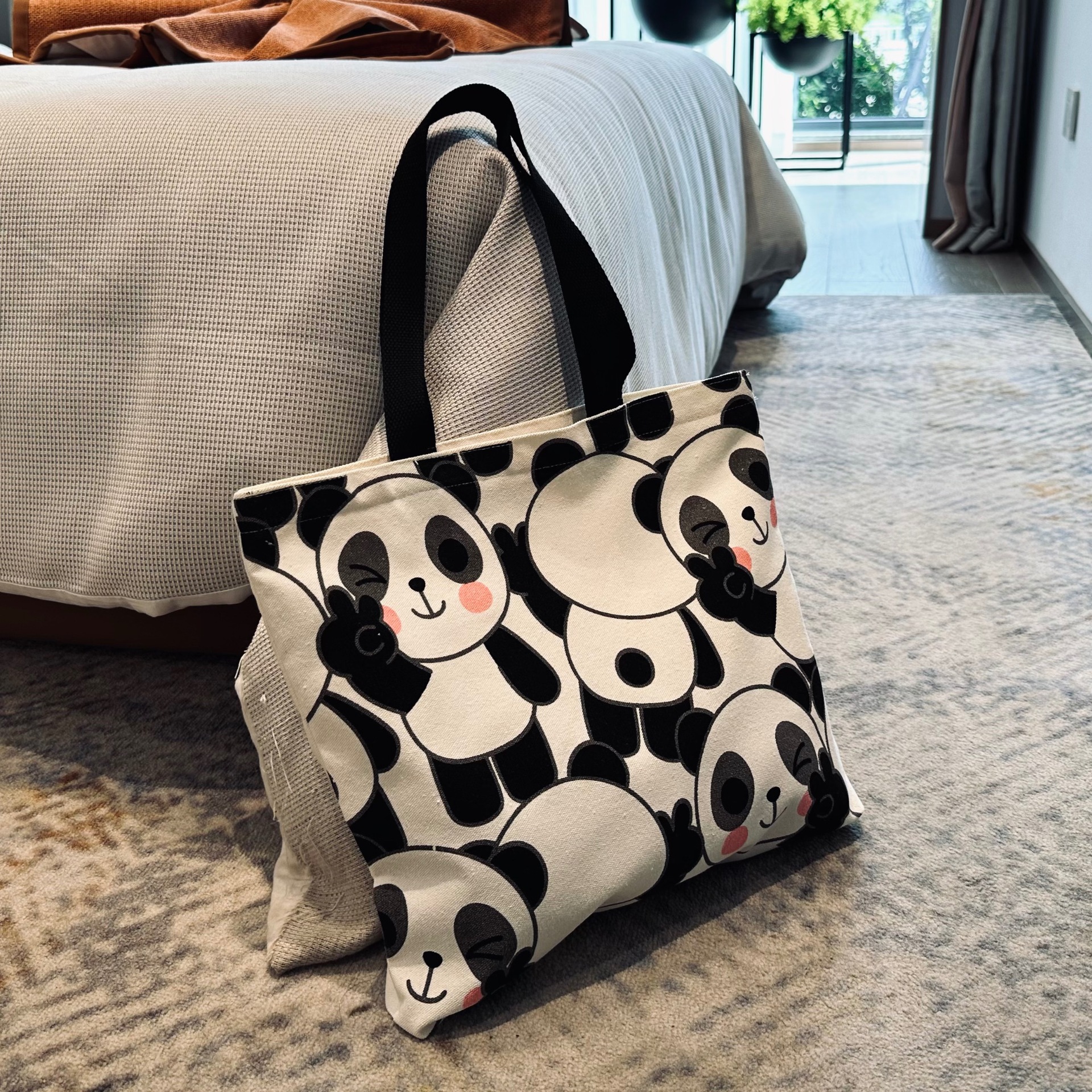 Nuevo ins victory bear bag mujer un hombro canvas bag gran capacidad para estudiantes clase portátil cremallera canvas bag details Picture
