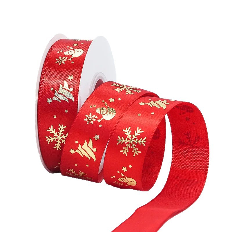 Factory wholesale Christmas gilded gift packaging, holiday ribbons, 25-yard English blessing gift decorative ribbons Item Picture