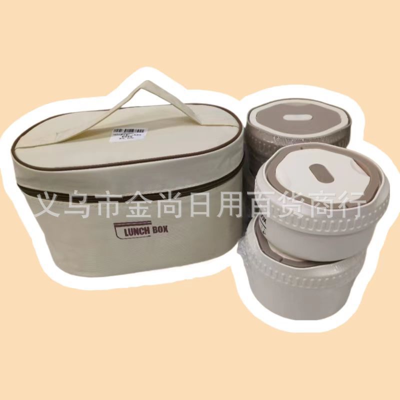 Household stainless steel insulated lunch box, double-layer portable lunch box, round multi-layer, sealed lunch box with lid for students at work details Picture
