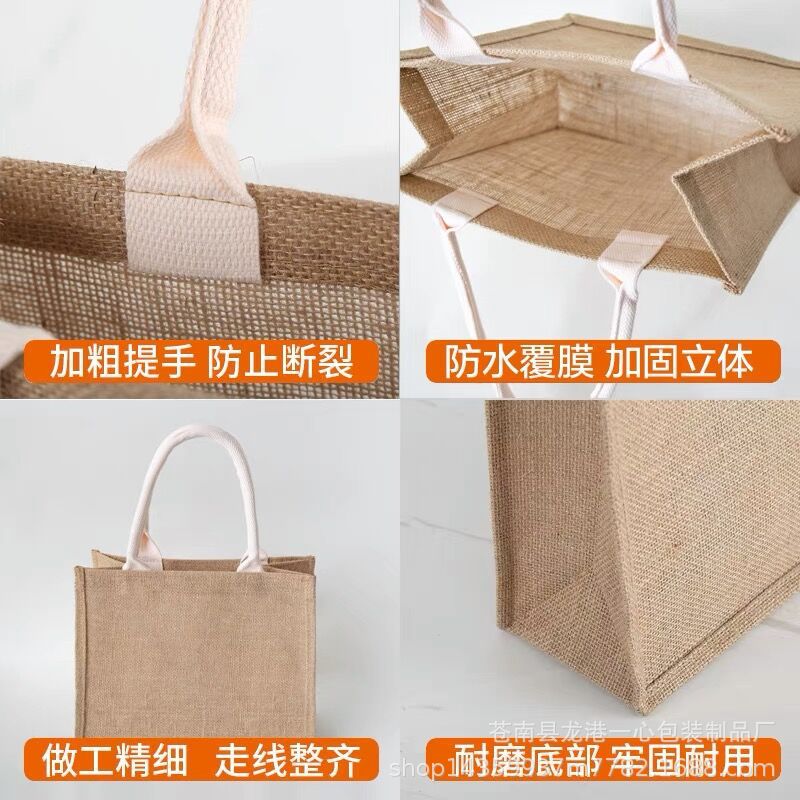 muji MUJI linen bags diy laminated canvas bags custom-made painting yellow linen advertising gift bags details Picture