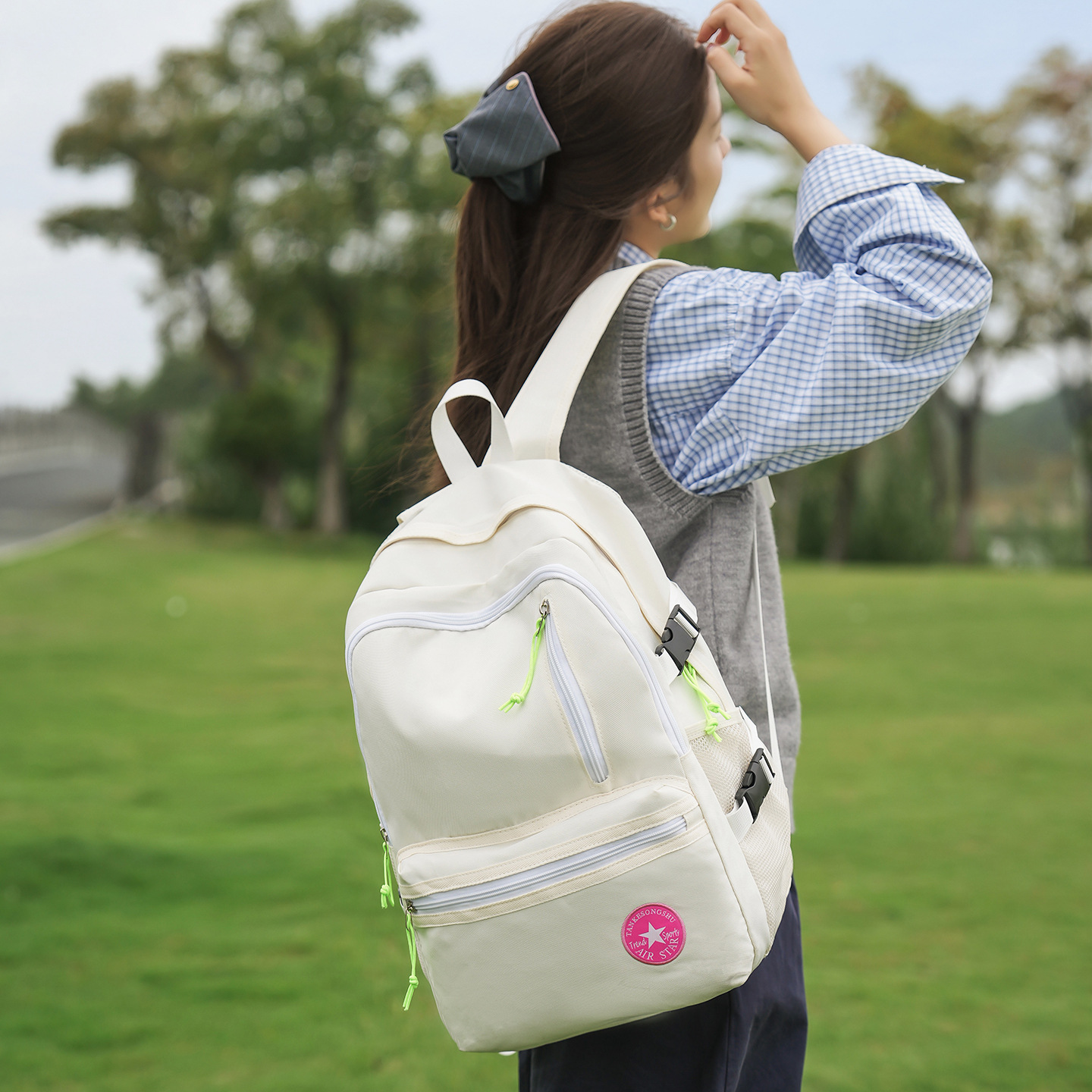 开学季双肩包男女大容量初中新款高中背包森系大学生书包时尚背包详情9