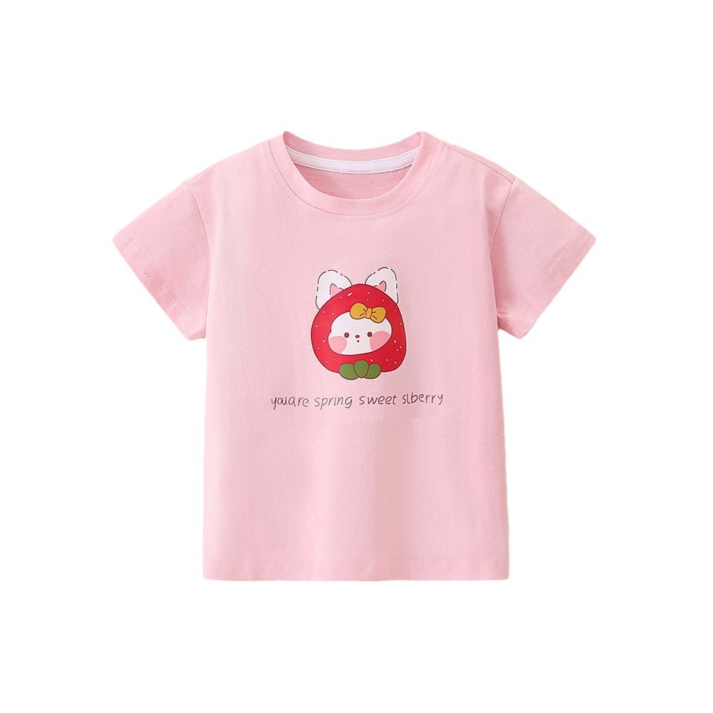 童装男童短袖韩版/童装半袖/纯棉短袖/童装女童短袖韩版/儿童衣服白底实物图