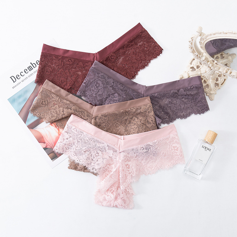 New Sexy Female Thong Fitness Invisible T Pants Female Transparent Lace Sexy Underwear Female Cotton File Cross-Border Exclusively Specification drawing