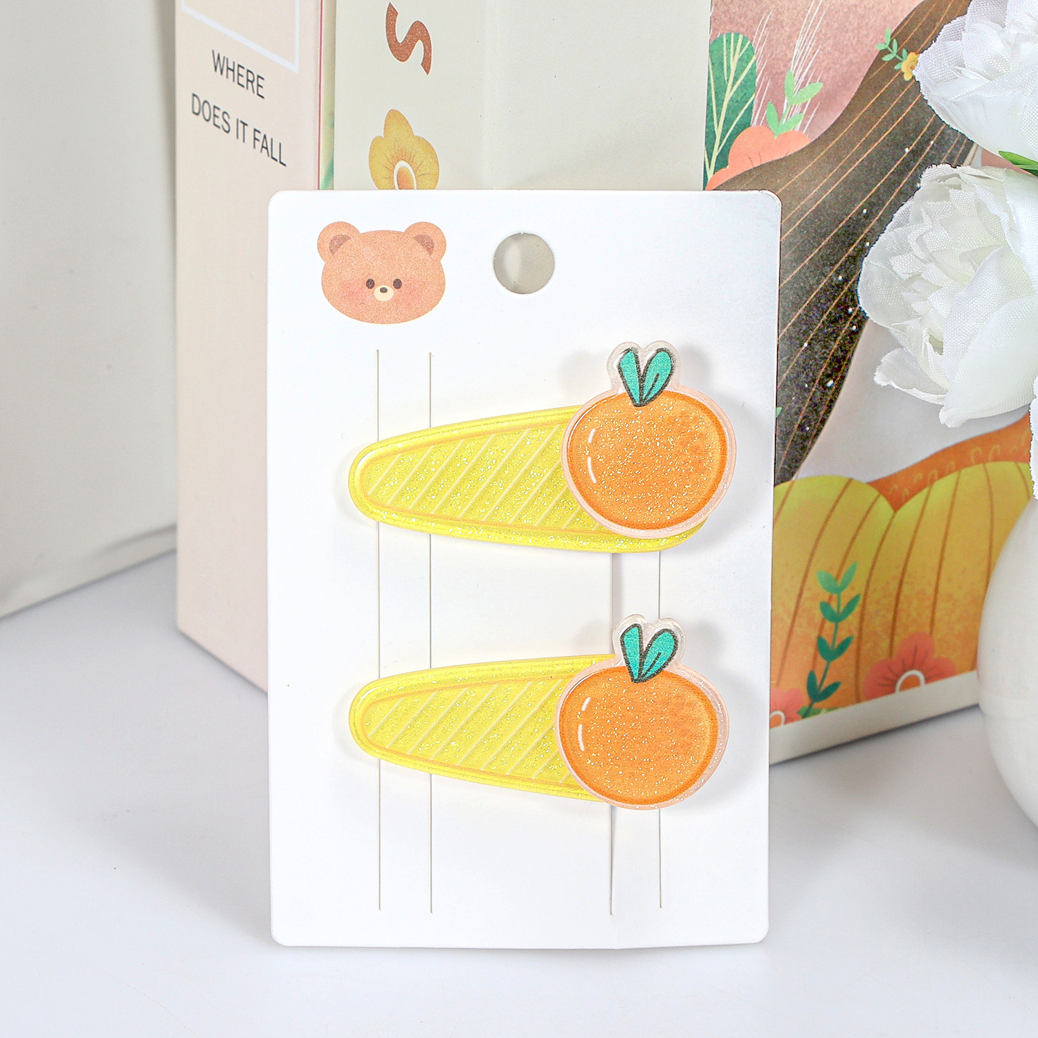 A one-yuan batch of children's dopamine hairpin cards are sold at a stall. The side of the Korean girl's high-end, exquisite and light luxury baby clips Specification image