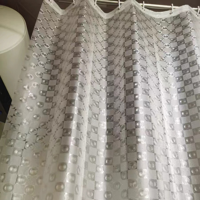 3D Bathroom Shower Curtain Perforation-Free Waterproof Cloth Translucent Curtain Thickened Bathroom Partition Curtain Hanging Curtain Japanese Bath Cover Application Scenario