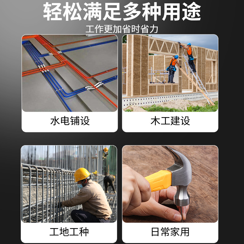 Custom Plastic-Covered Handle Hammer Multi-Function Hand Hammer Decoration Hammer Octagonal Hammer Round Hammer Wholesale Woodworking Decoration Claw Hammer Specification drawing