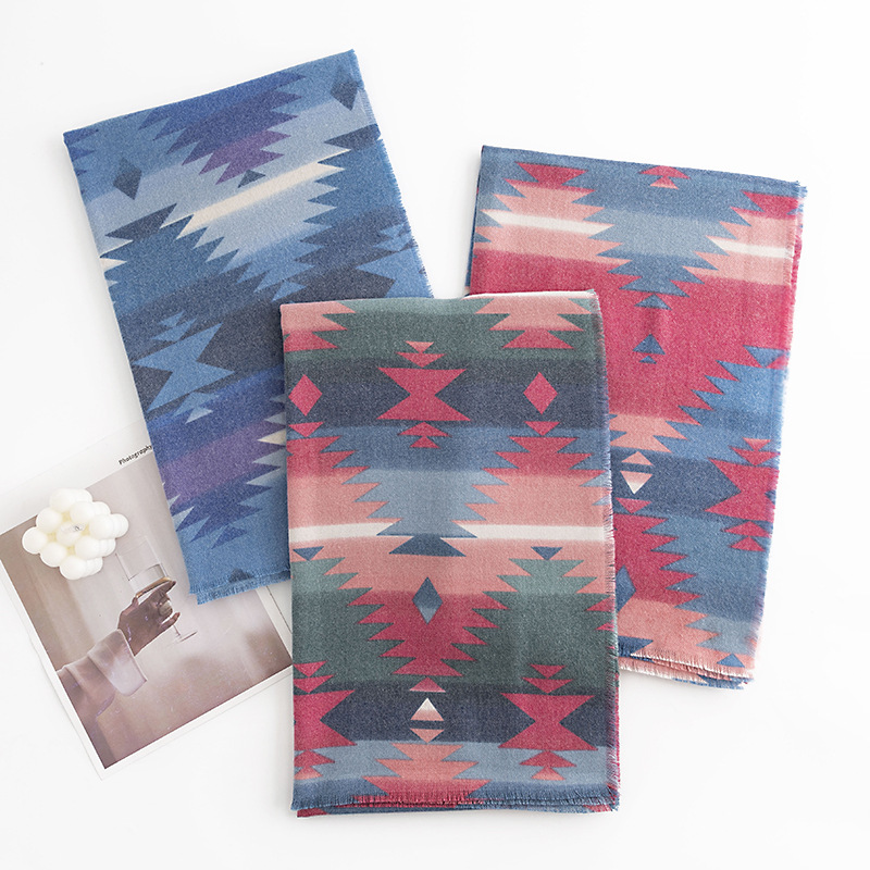 Winter New Pattern Imitation Cashmere Scarf Literary And Vintage Scarf Women Warm And Cold Bibbing Fashion Shawl Specification drawing