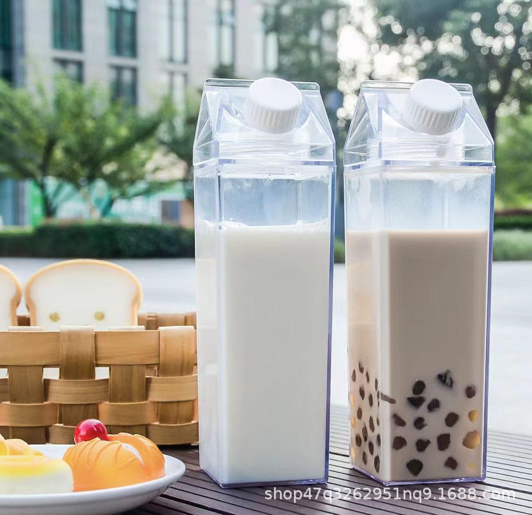 方形牛奶杯 网红爆款 500ML1000ML 热销塑料牛奶杯