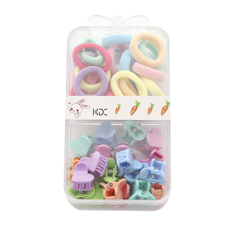 High Elastic Band Clip Set Cute And Small Children's Color Box Dual-Use Hair Accessories Do Not Hurt The Hair Circle Clip Item Picture
