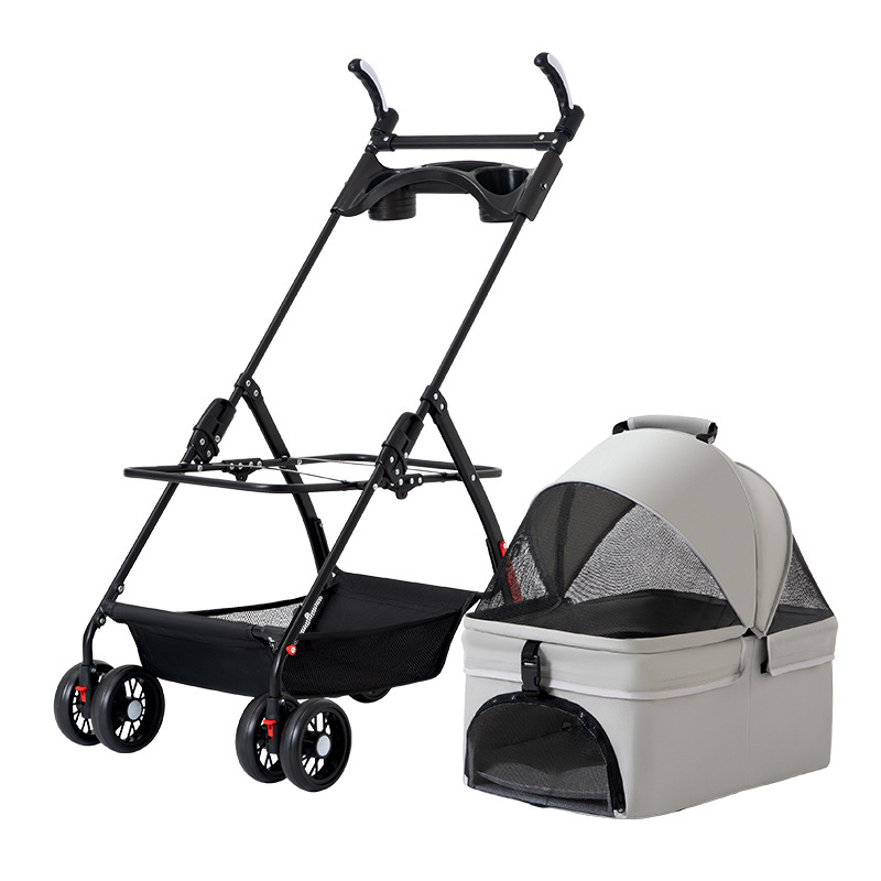 Pet cat and dog strollers, teddy baby strollers for going out, small pet strollers and dog strollers, lightweight and foldable Item Picture