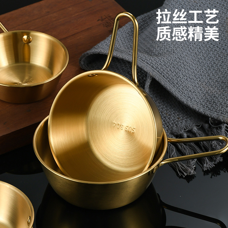 Rice Wine Bowl 304 Stainless Steel Gold Handle Iron Rice Bowl Korean Cuisine Special Seasoning Bowl Dipping Dish Foam Bowl details Picture