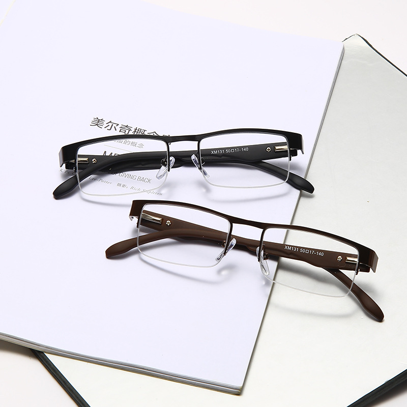 新款老花镜老年人金属眼镜舒适老人镜方型半框老花眼镜气质款详情图2