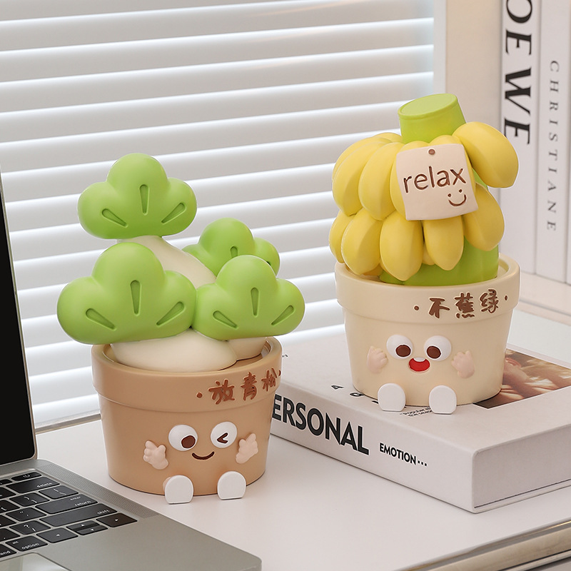 新款轻奢高档有钱花放轻松树脂摆件 客厅办公桌面治愈系装饰礼品