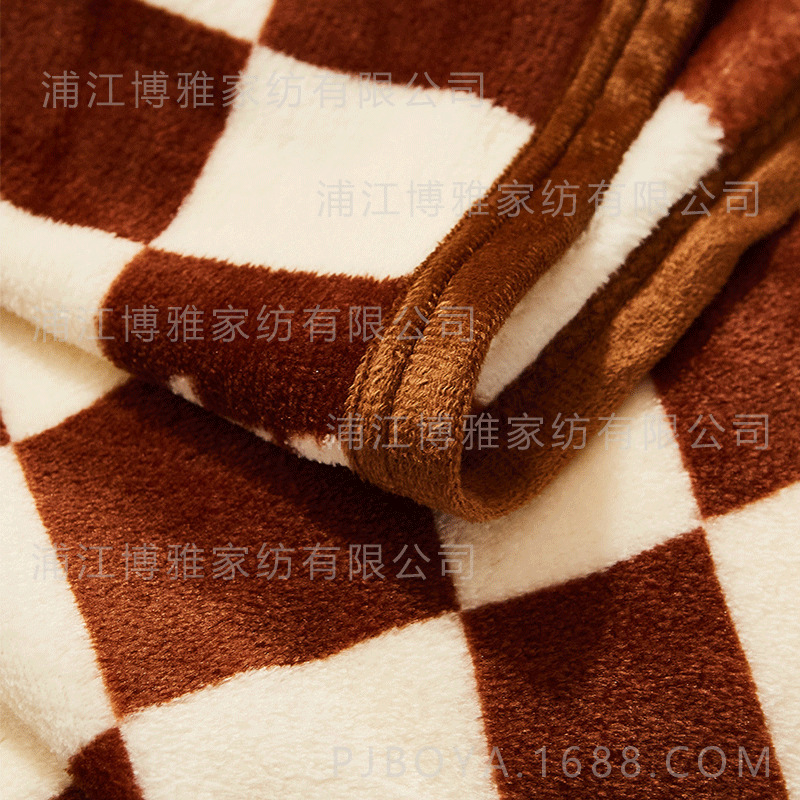 高品质跨境亚马逊ins风方格羊羔绒毛毯双层加厚四季通用盖毯批发详情图3