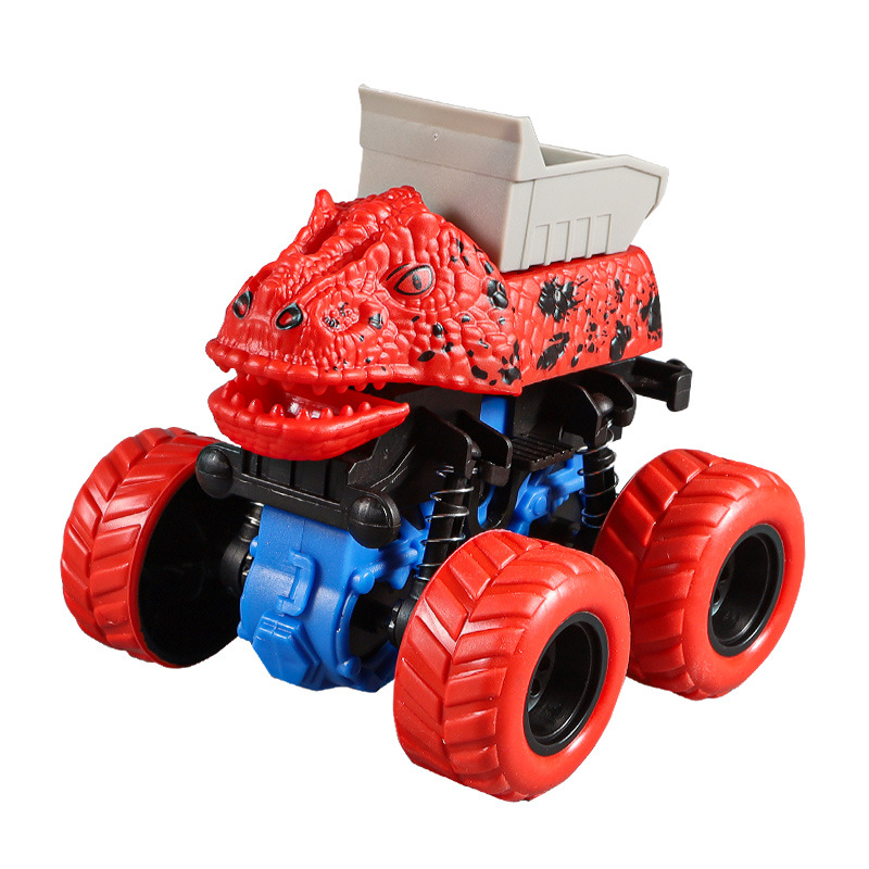 Children's four-wheel drive inertial dinosaur off-road car toys, stunt rotating bigfoot engineering car models, street stall toys Item Picture