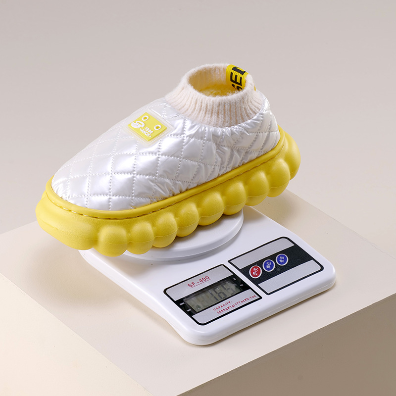 超软踩屎感羽绒防水Q弹丸子棉拖鞋女秋冬季厚底情侣家用室内棉拖