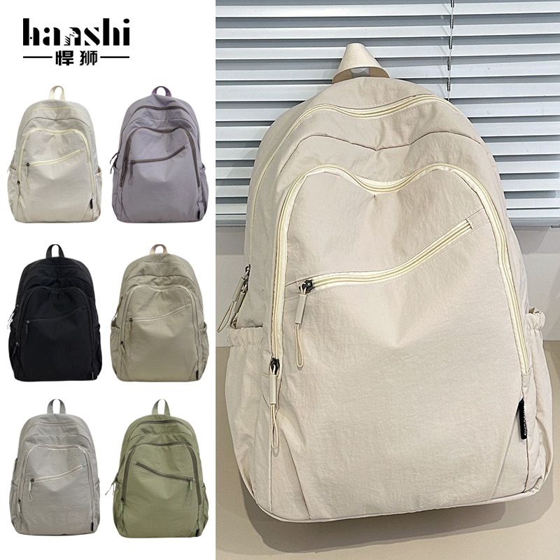 跨境时尚简约女双肩包高级感轻便休闲旅行男士背包大容量学生书包