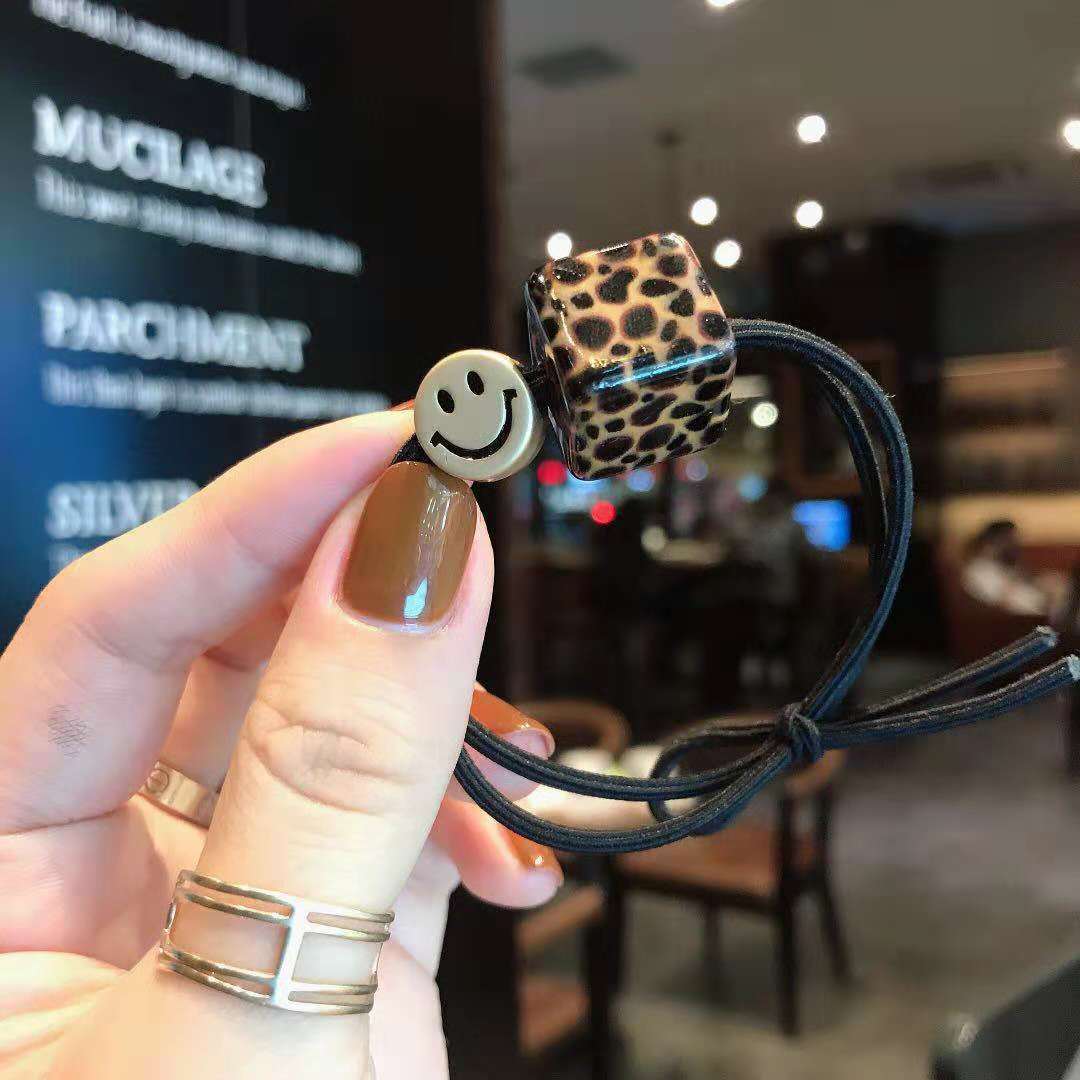 豹纹发绳 方块 笑脸皮筋 皮套 韩版发圈 高弹力头绳两元店头花