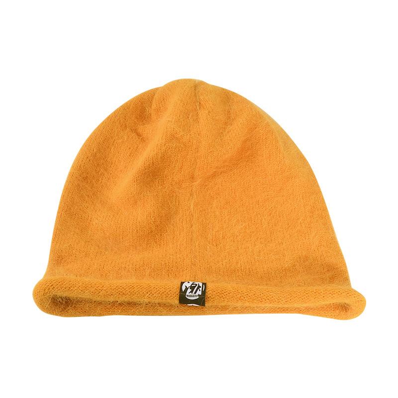 New Long Rabbit Hair Autumn Winter Ladies Warm Hat Big Head Round Short Eaves Show Face Small Pile Pile Hat Warm Knitting Application Scenario