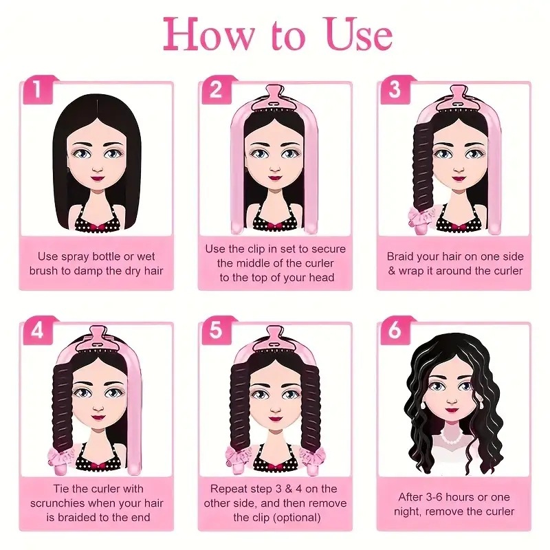Factory direct supply of satin non-heating curling iron set, sleep hair care lazy person tie-dye curly hair Specification image