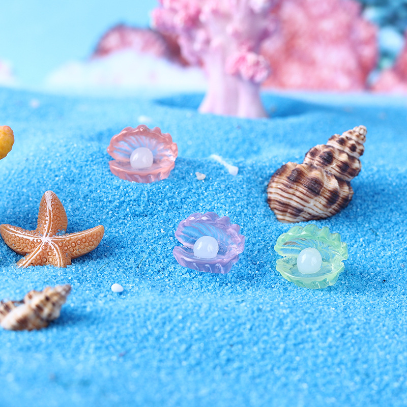 Simulated pearl shell cream glue phone case, fish tank micro-landscape decorative item, luminous diy resin small accessory Specification drawing