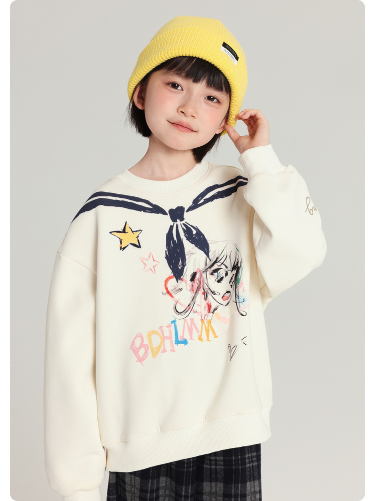 2025秋季新款儿童卫衣布丁哈鲁童装长袖卫衣卡通少女漫画薄卫衣详情3
