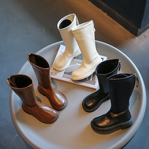 女童长筒靴2023秋冬新款韩版时装骑士靴加绒公主靴保暖二棉高筒靴