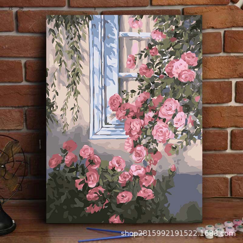 Flower digital oil painting diy filling living room room decoration hanging painting hand filling oil painting wholesale