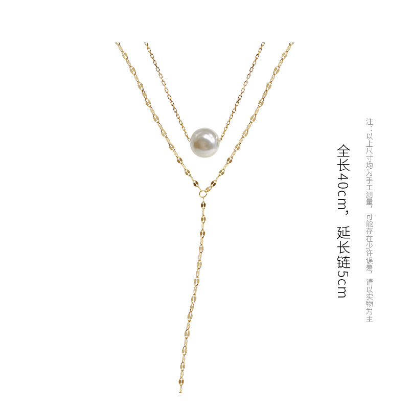 S925 silver necklace Double-layer Y pearl necklace women's design sense niche delicate light luxury 2022 new neckwear Item Picture