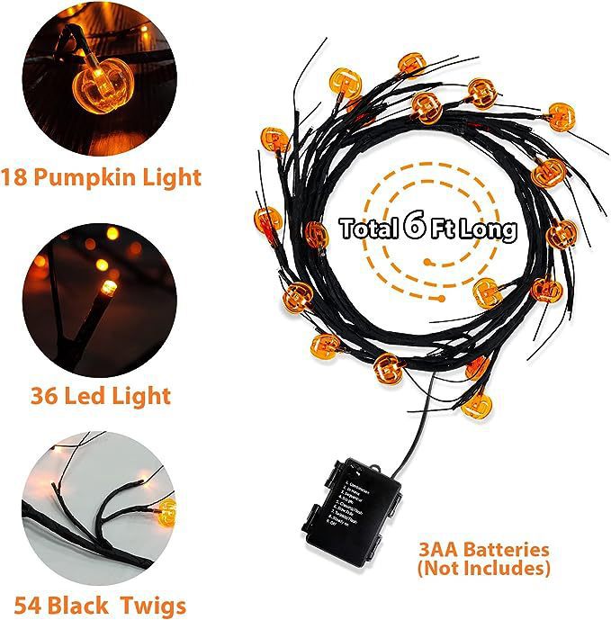 LED Halloween rattan LED decorative lights, outdoor waterproof spider bat branch lights, Ghost Festival atmosphere lights Item Picture