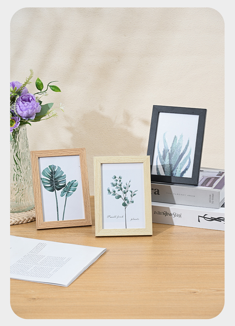 木质简约相框摆台画框挂墙5寸6寸7寸8寸10寸A4手工照片墙相框批发详情11