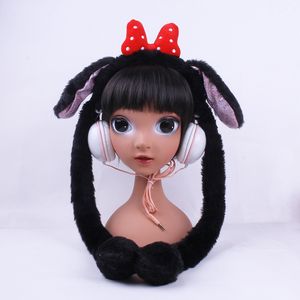 Nuevo cable de 12 auriculares de forma de oreja de conejo lindo vending moe airbag se moverá red headwear auriculares luminosos Item Picture
