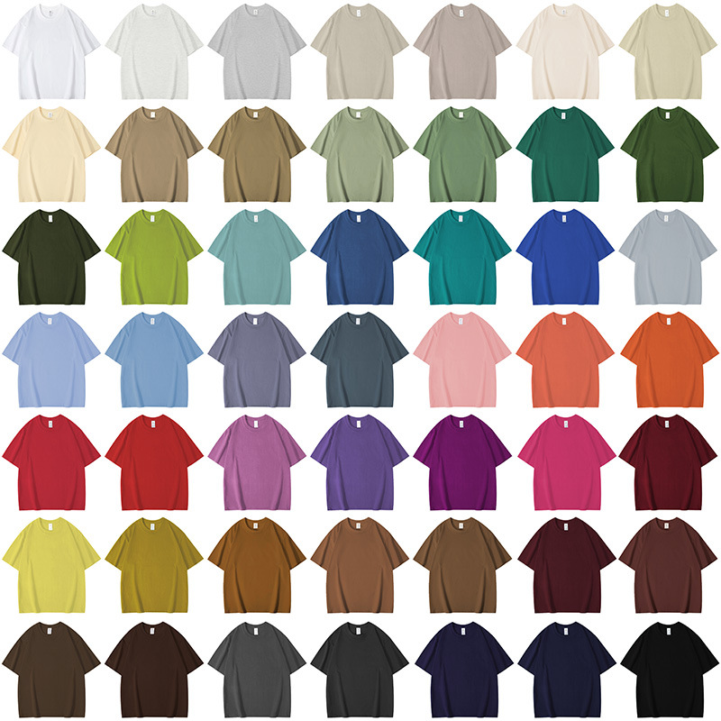河北光板纯色男女款上衣短袖纯棉t恤女宽松大码女装夏T恤定制欧码