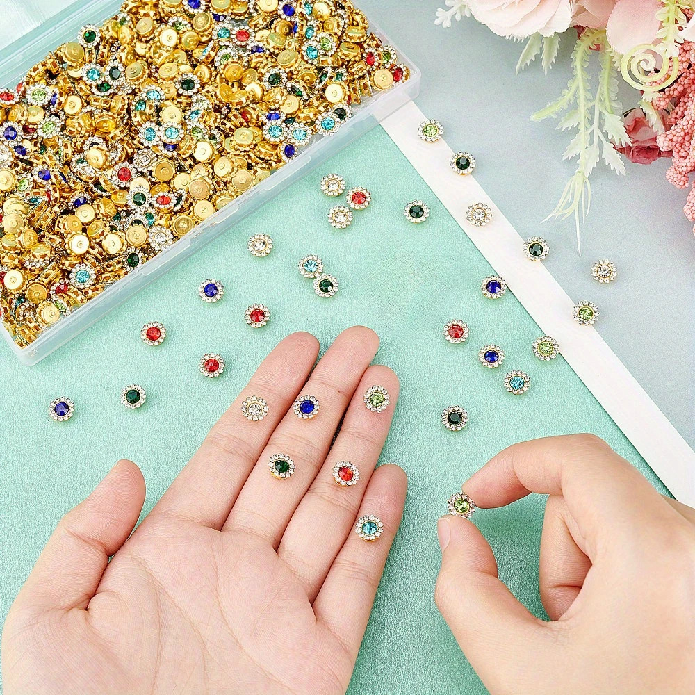 厂家直销太阳花花托圆形双层花钻 DIY蝴蝶结鞋包服装辅料配件爪钻详情6