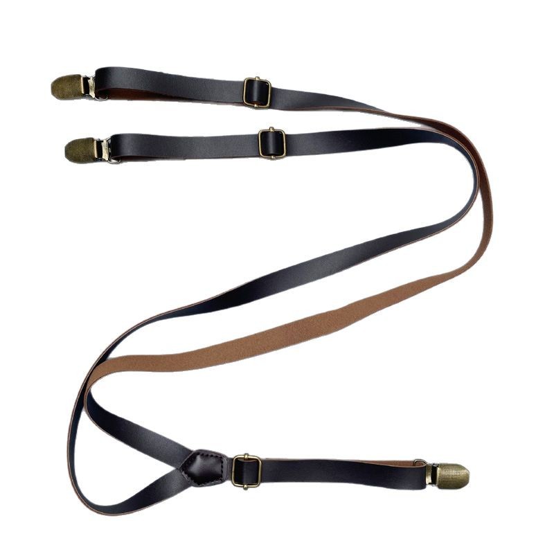 1.5cmpu non-elastic overalls, shoulder straps with a pull strap, British-style retro straps, unisex straps Item Picture