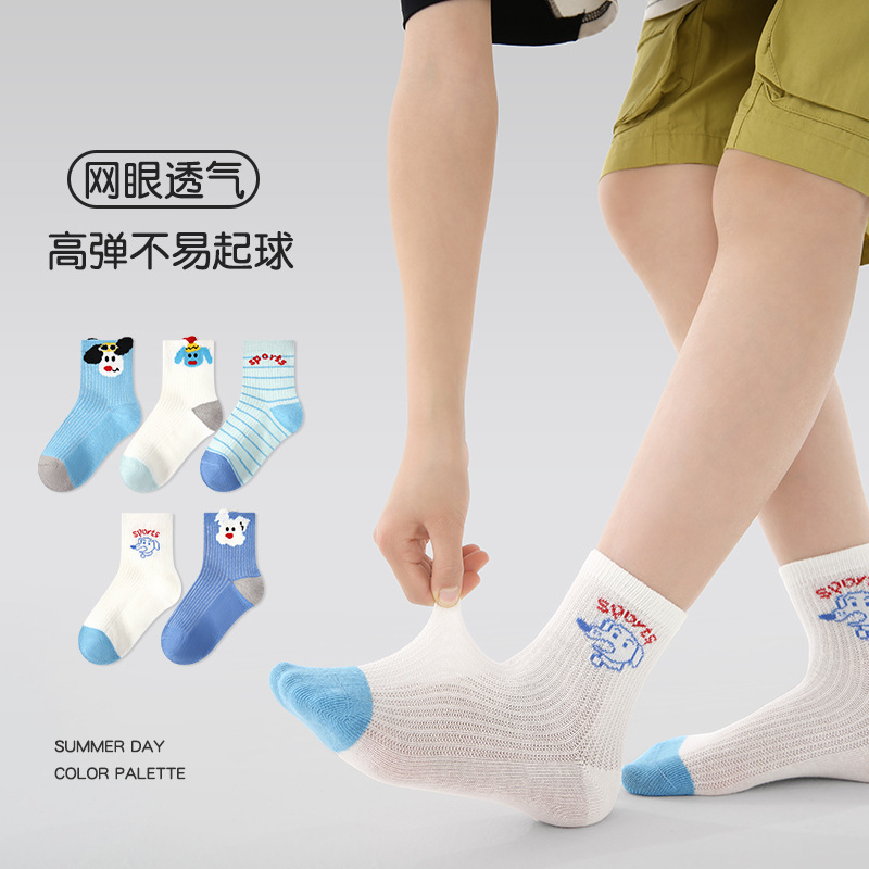 Wholesale of children's socks for Spring/Summer 2026, including thin, light blue, flower-language, silk, cotton, breathable and mesh socks for boys