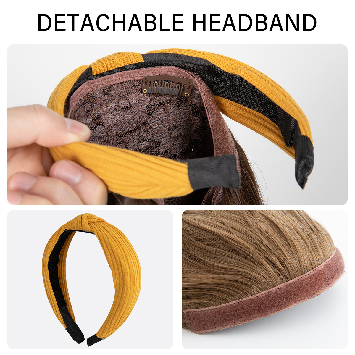 Cross-border European and American wigs, women's hair replacement, long curly hair bands, half head coverings, large wave synthetic fiber half head coverings, hairwigs Specification image