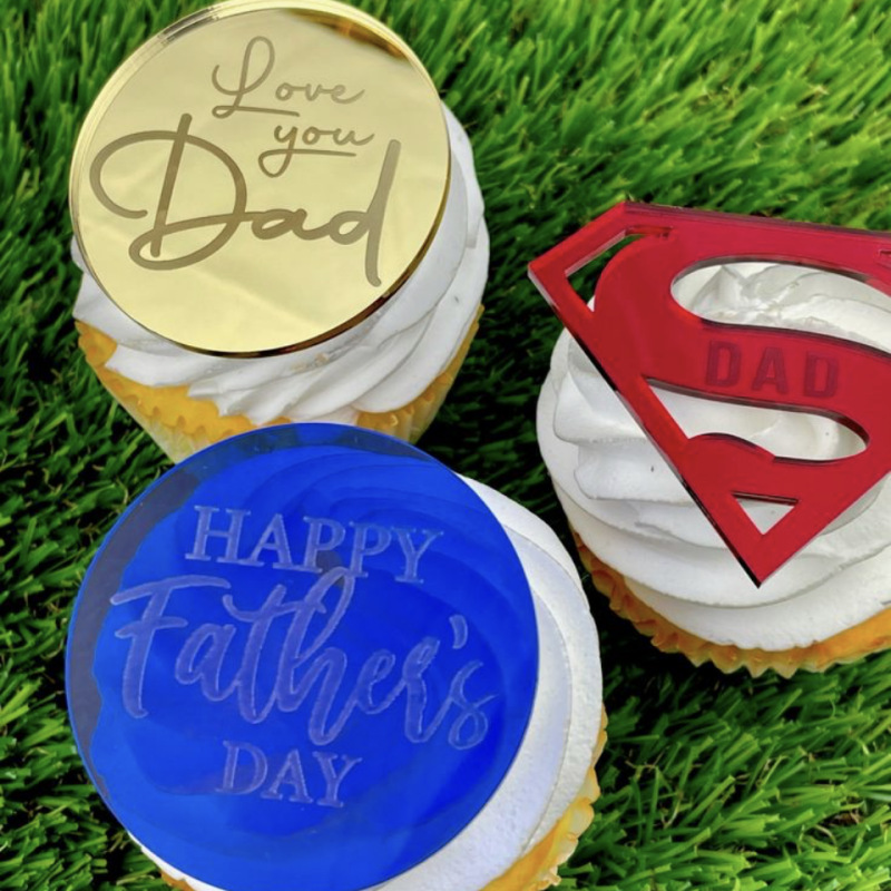 Cross Border Instagram Wind Father's Day Dad's Birthday Cupcake Decoration Round Marking Acrylic Cake Decoration Application Scenario