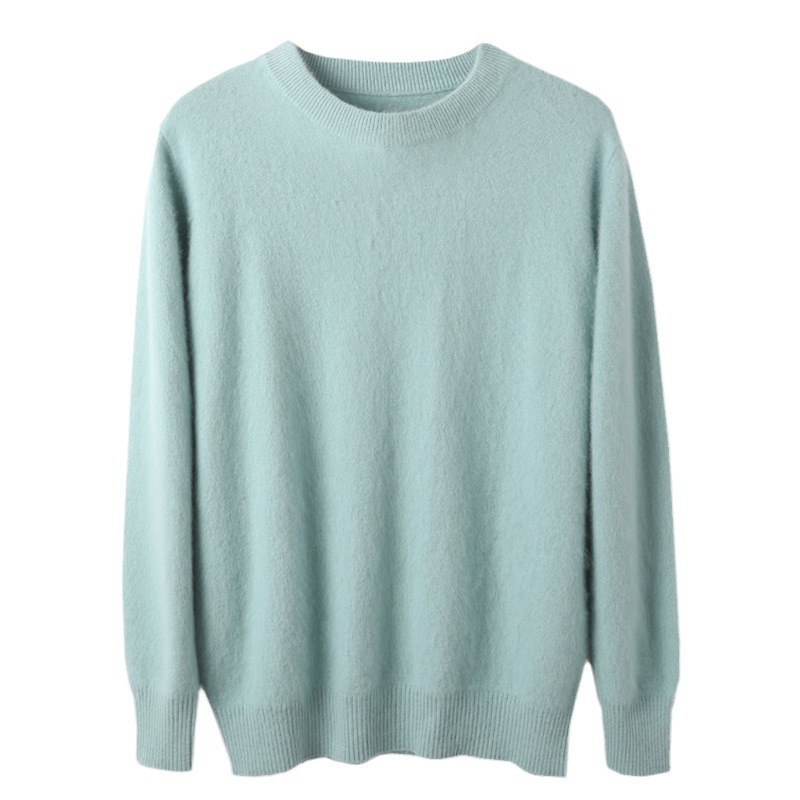 Men's round-neck pullover cashmere sweater, thickened mink wool sweater, loose cashmere sweater for autumn and winter, large-sized base layer mink wool knitted sweater Item Picture