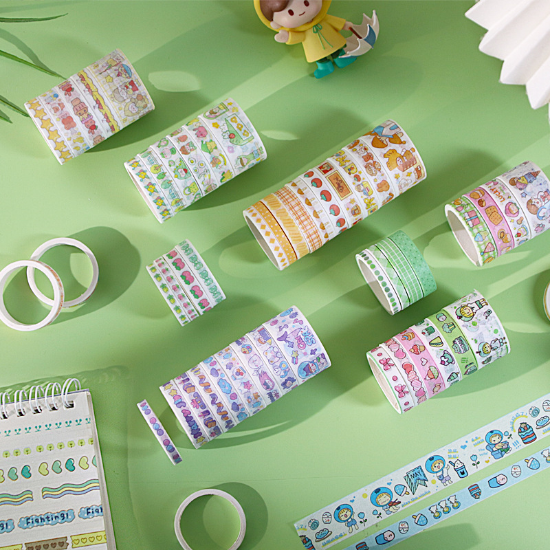 100 rolls of non-repetitive planner set gift box, cute and girlish heart, and wholesale of paper tape planner material stickers and paintings Specification drawing
