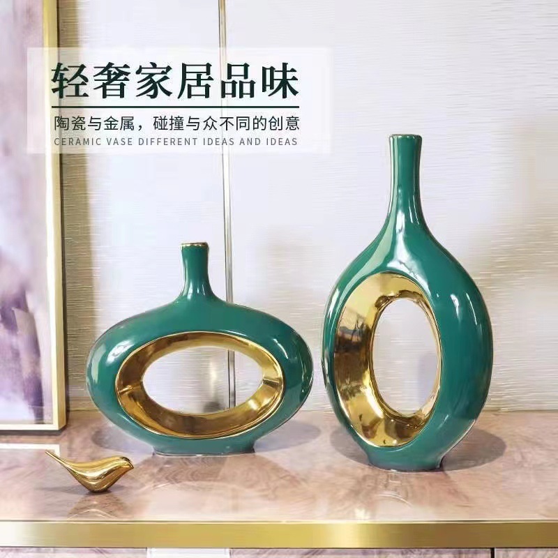 Creative light luxury vase European living room wine cabinet entrance TV cabinet Modern Nordic home decoration ceramic vase details Picture